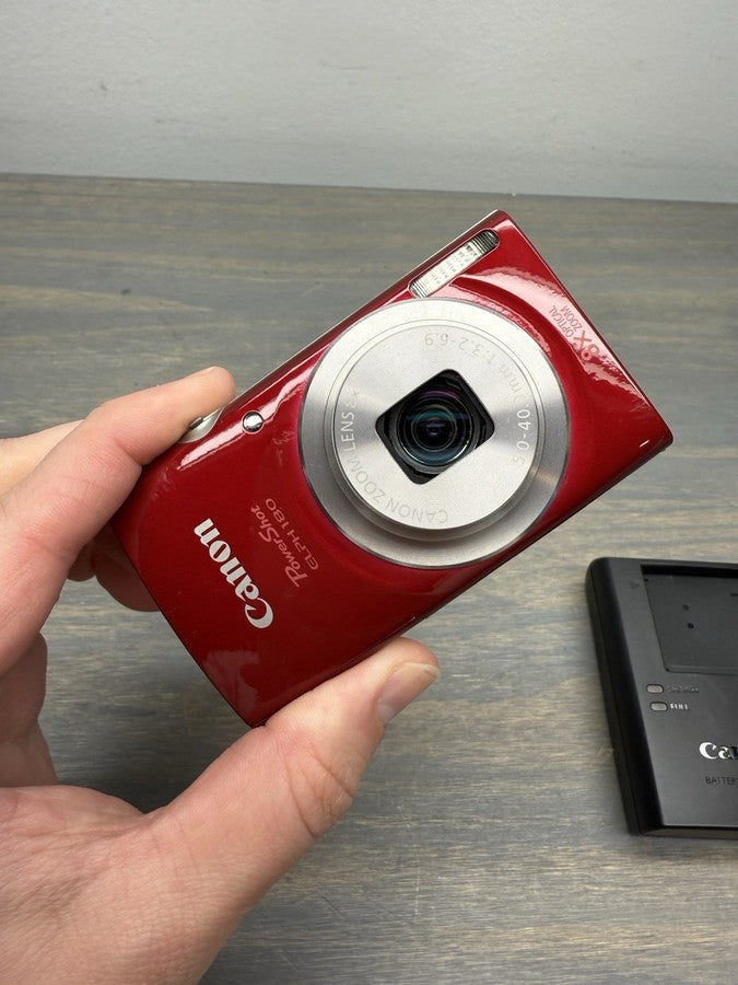 Canon Powershot ELPH 180 20MP Digital Camera 8X Zoom Red With Accessories